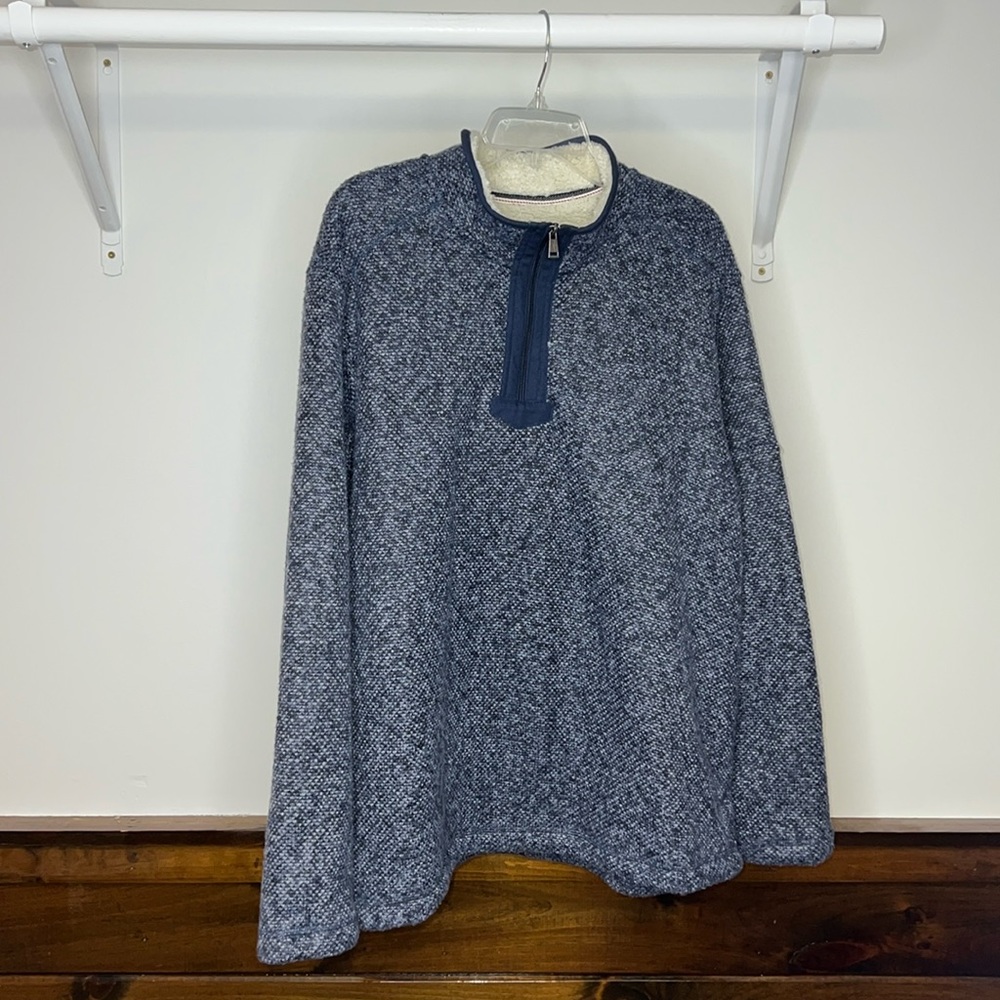 Orvis Blue Fuzzy Lined 1/4 Zip Sweatshirt- XL